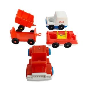 Fisher Price Toys Little People Car Vehicle Lot of 5 Mail Fire Truck Repro Lot E